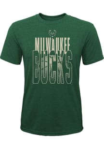 Milwaukee Bucks Youth Green Solar Flair Short Sleeve Fashion T-Shirt