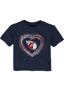 Cleveland Guardians Infant Girls Heart Shot Short Sleeve T-Shirt Navy Blue