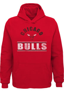 Chicago Bulls Youth Red Double Bar Long Sleeve Hoodie