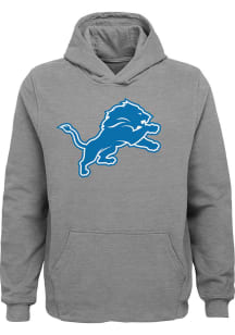 Detroit Lions Youth Grey Primary Logo Long Sleeve Hoodie