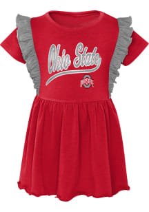 Toddler Girls Red Ohio State Buckeyes Too Cute Short Sleeve Dresses