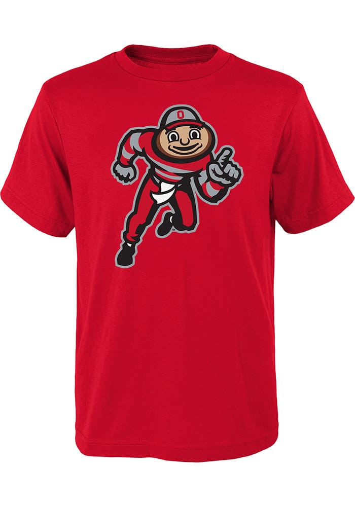 Ohio State Buckeyes Youth Red Running Brutus Short Sleeve Tee