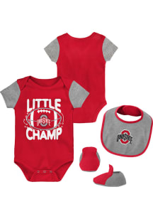 Baby Red Ohio State Buckeyes Little Champ One Piece with Bib Set