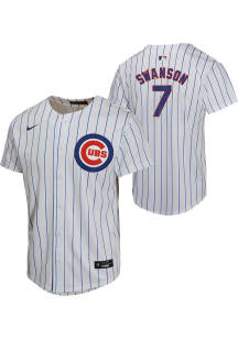 Dansby Swanson  Nike Chicago Cubs Youth White Home Game Jersey