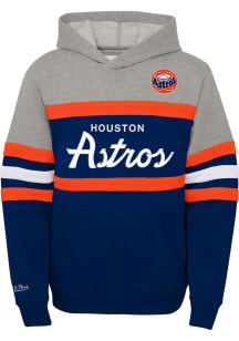 Mitchell and Ness Houston Astros Youth Navy Blue Head Coach Long Sleeve Hoodie