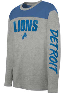 Detroit Lions Youth Grey Unbeaten Run Long Sleeve Fashion T-Shirt