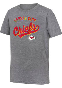 Kansas City Chiefs Youth Grey Classic Short Sleeve Fashion T-Shirt