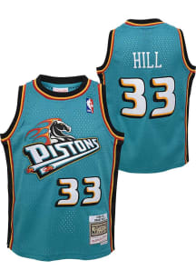 Grant Hill  Mitchell and Ness Detroit Pistons Youth Swingman Road Teal Basketball Jersey