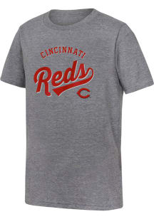 Cincinnati Reds Youth Grey Classic Short Sleeve Fashion T-Shirt