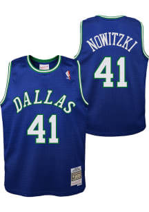Dirk Nowitzki  Mitchell and Ness Dallas Mavericks Boys Blue Swingman Road Basketball Jersey