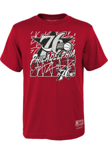 Mitchell and Ness Philadelphia 76ers Boys Red Sharktooth Short Sleeve T-Shirt
