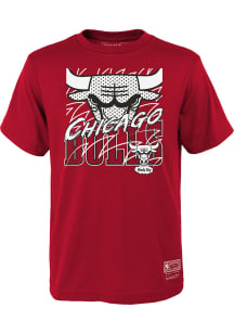 Mitchell and Ness Chicago Bulls Youth Red Sharktooth Short Sleeve T-Shirt