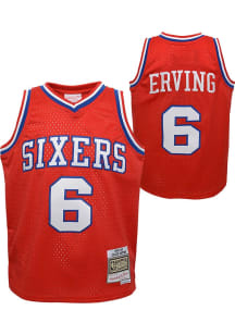 Julius Erving  Mitchell and Ness Philadelphia 76ers Youth Swingman Road Red Basketball Jersey
