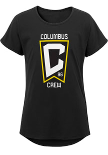 Columbus Crew Girls Black Primary Logo Short Sleeve Tee