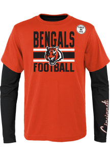 Cincinnati Bengals Boys Orange Fan Fave 3-in-1 Long Sleeve T-Shirt