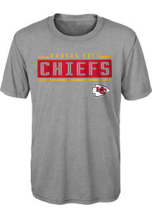 Kansas City Chiefs Youth Grey Amped Up Short Sleeve T-Shirt