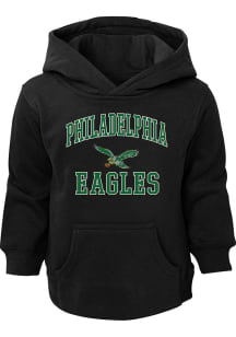 Philadelphia Eagles Toddler Black Retro #1 Design Long Sleeve Hooded Sweatshirt