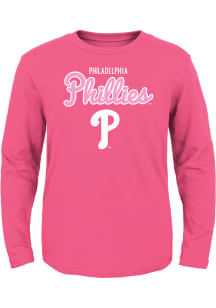 Philadelphia Phillies Toddler Girls Pink Big Game Long Sleeve T Shirt