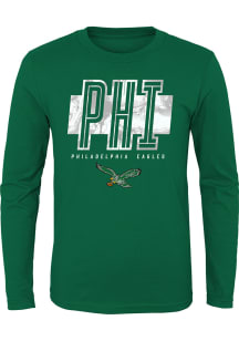 Philadelphia Eagles Youth Kelly Green Abbreviated Long Sleeve T-Shirt