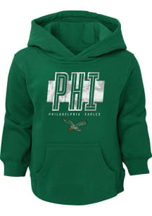 Philadelphia Eagles Toddler Kelly Green Abbreviated Long Sleeve Hooded Sweatshirt