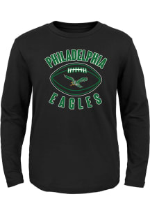 Philadelphia Eagles Boys Black Retro Little Kicker Long Sleeve T-Shirt