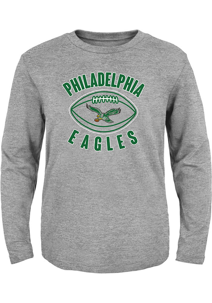 Philadelphia Eagles Toddler HEATHERGREY Retro Little Kicker Long Sleeve Tee