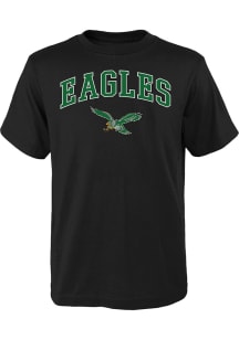 Philadelphia Eagles Boys Black Retro Arched Logo Short Sleeve T-Shirt