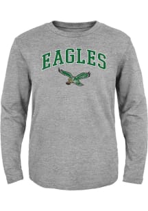 Philadelphia Eagles Boys Grey Retro Arched Logo Long Sleeve T-Shirt