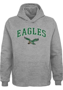 Philadelphia Eagles Boys Grey Retro Arched Logo Long Sleeve Hooded Sweatshirt