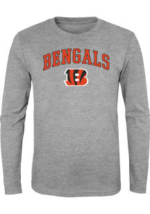 Cincinnati Bengals Boys Grey Arched Logo Long Sleeve T-Shirt