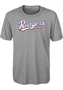 Texas Rangers Youth Grey Wordmark Short Sleeve T-Shirt