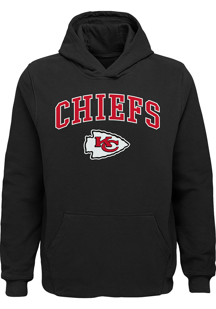 Kansas City Chiefs Youth BLACK Arched Logo Long Sleeve Hoodie