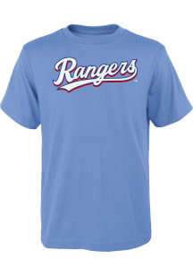 Texas Rangers Boys Light Blue Wordmark Short Sleeve T-Shirt