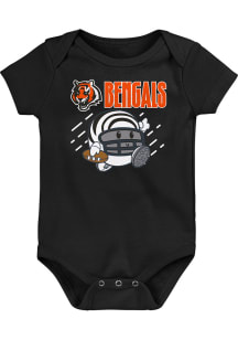 Cincinnati Bengals Baby Black Poki Player Short Sleeve One Piece
