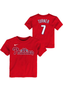 Trea Turner Philadelphia Phillies Toddler Red Name and Number Short Sleeve Player T Shirt