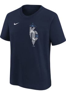 Nike Kansas City Royals Youth Navy Blue Wordmark City Connect Short Sleeve T-Shirt