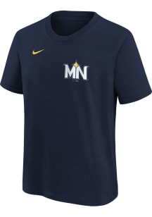 Nike Minnesota Twins Youth Navy Blue Wordmark City Connect Short Sleeve T-Shirt