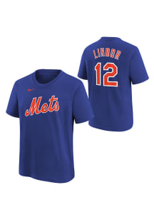 Francisco Lindor New York Mets Youth Blue Name and Number Player Tee