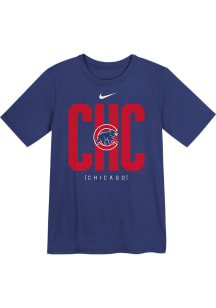 Nike Chicago Cubs Boys Blue Team Score Board Short Sleeve T-Shirt