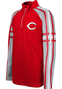 Cincinnati Reds Youth Red Thirdbase Blocker Long Sleeve Quarter Zip Shirt
