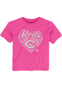 Cincinnati Reds Girls Pink Summer Love Short Sleeve T-Shirt