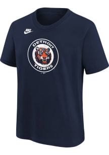 Nike Detroit Tigers Youth Navy Blue Cooperstown Team Logo Short Sleeve T-Shirt