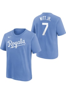 Bobby Witt Jr Kansas City Royals Youth Light Blue Home Name and Number Player Tee