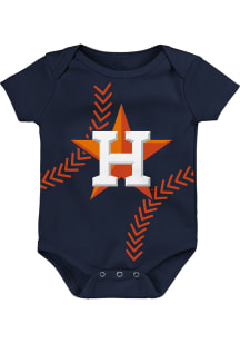 Houston Astros Baby Navy Blue Running Home Short Sleeve One Piece