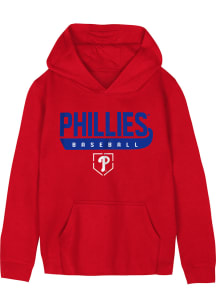 Philadelphia Phillies Boys Red Target Base Long Sleeve Hooded Sweatshirt