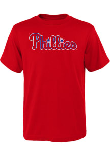 Philadelphia Phillies Boys Red Curve Ball Short Sleeve T-Shirt