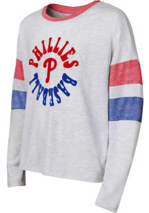 Philadelphia Phillies Girls Grey Double Header Long Sleeve T-shirt