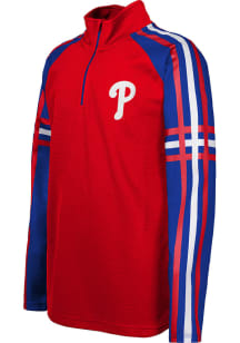Philadelphia Phillies Youth Red Thirdbase Blocker Long Sleeve Quarter Zip Shirt