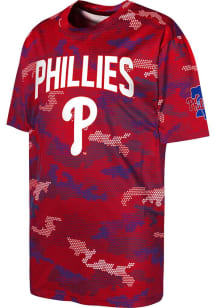Philadelphia Phillies Youth Red Trainer Tech Short Sleeve T-Shirt