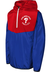 Philadelphia Phillies Youth Red Stadium Hooded Long Sleeve Quarter Zip Shirt
